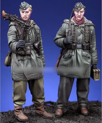 Miniatura 3 de Figuras de resina de infantería alemana de la Segunda Guerra Mundial 135 (2 personas), kit en miniatura de soldado sin montar y sin pintar, HC-598