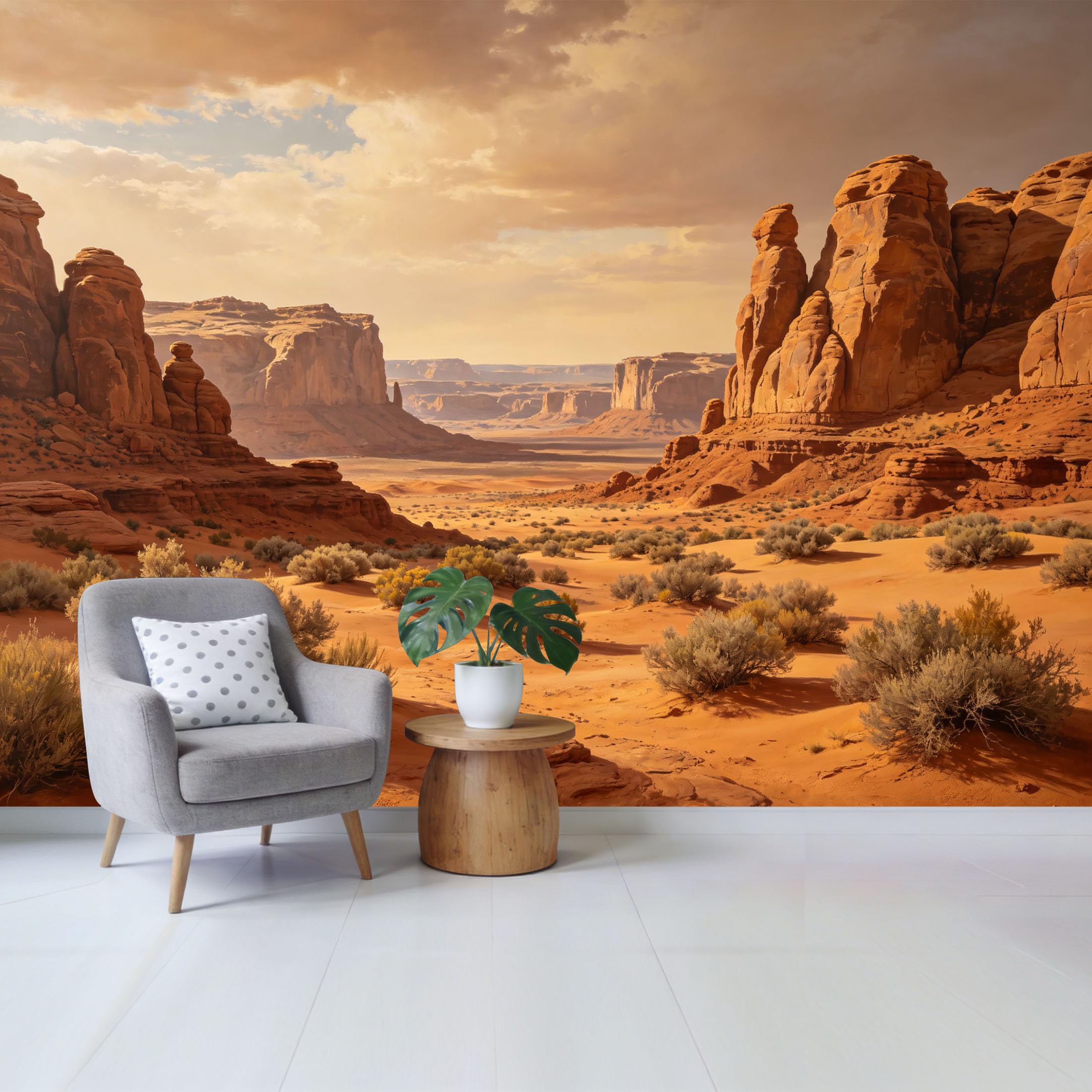 Qzlithotic Yq2605250371 Custom Size Wall Mural Western Desert Landscape Red Rock Canyon Natural Scenery Selfadhesive Wall Fabric Removable Wallpaper For Home Office Decor