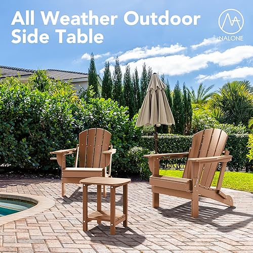 Miniatura 7 de nalone Adirondack - Mesa auxiliar para exteriores de 16.5 pulgadas, mesa auxiliar de plástico HDPE doble Adirondack mesa auxiliar pequeña para patio