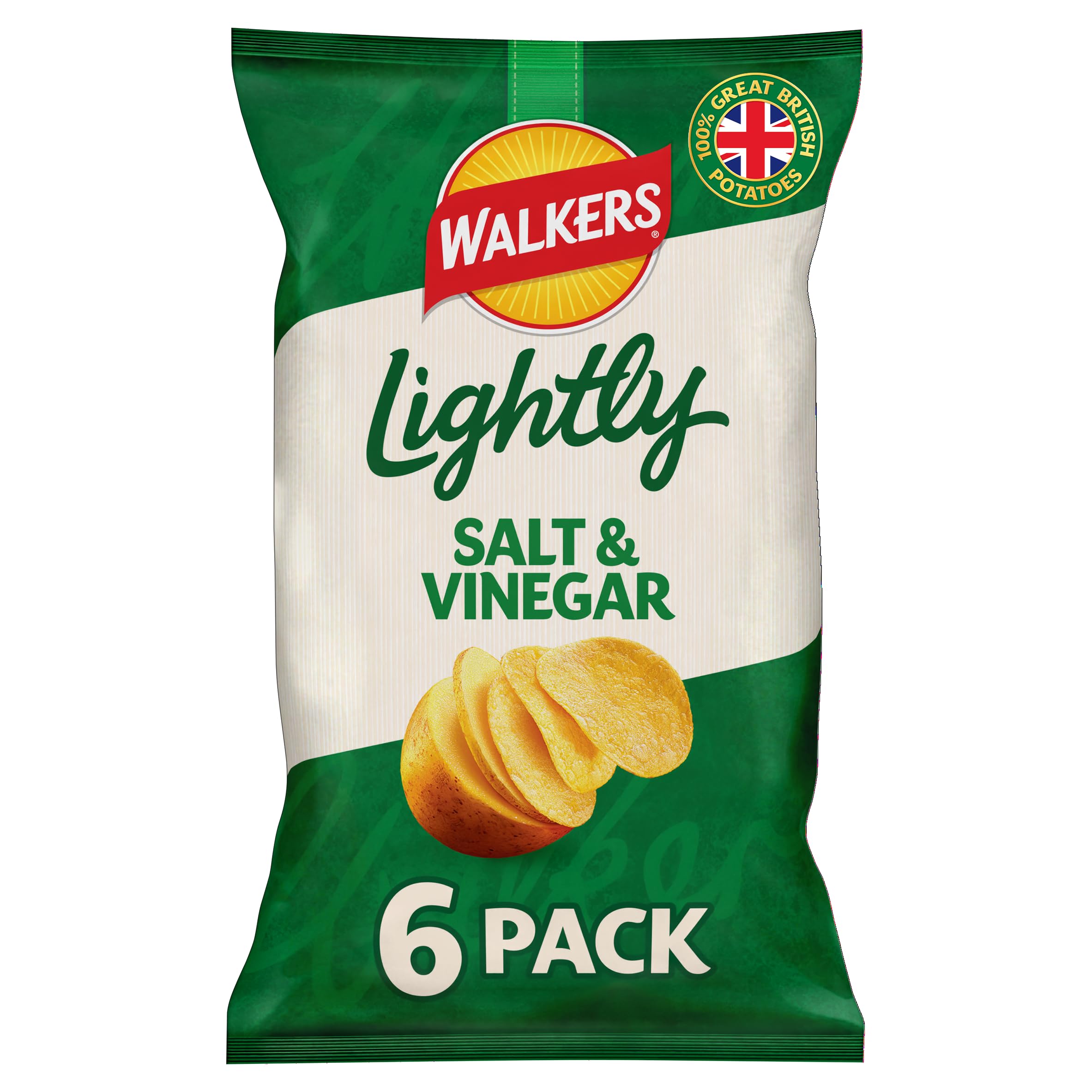 Walkers Lightly Salt & Vinegar Multipack Crisps 6x25g
