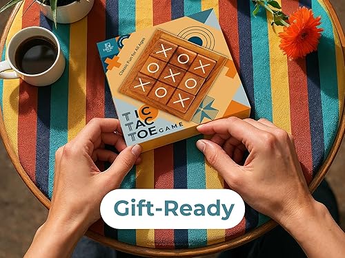 Miniatura 4 de BSIRI Tic Tac Toe para niños y adultos mesa de café decoración de sala de estar y escritorio juegos familiares juegos de mesa clásicos madera