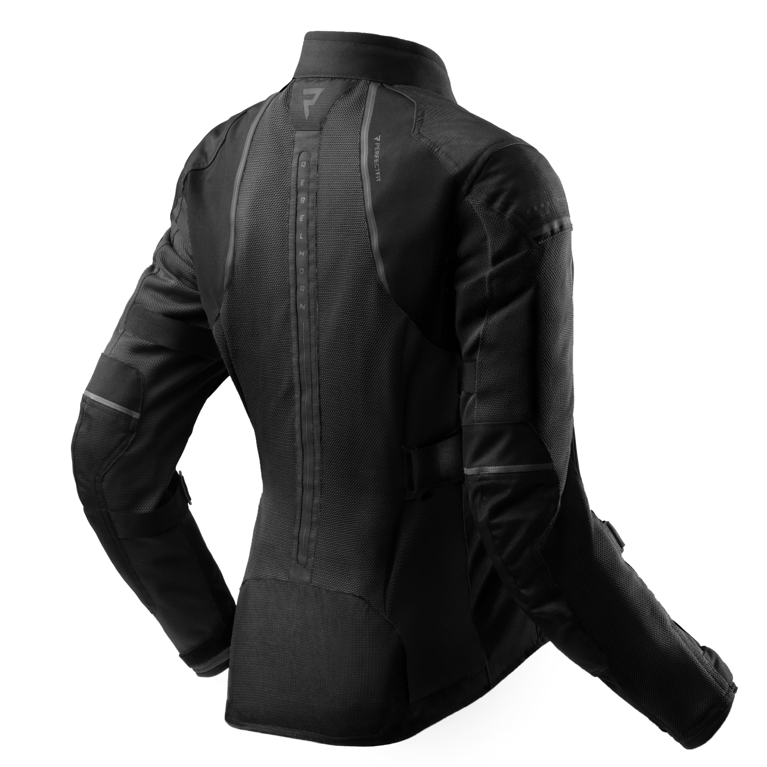 REBELHORN Scandal 3 Women Motorradjacke Damen | Textil | Ellbogen und Schulterprotektoren Stufe 2 | Tasche für Rückenprotektor | Große Mesh Belüftungspaneele | Schutzstufe AA | Größen bis 7XL