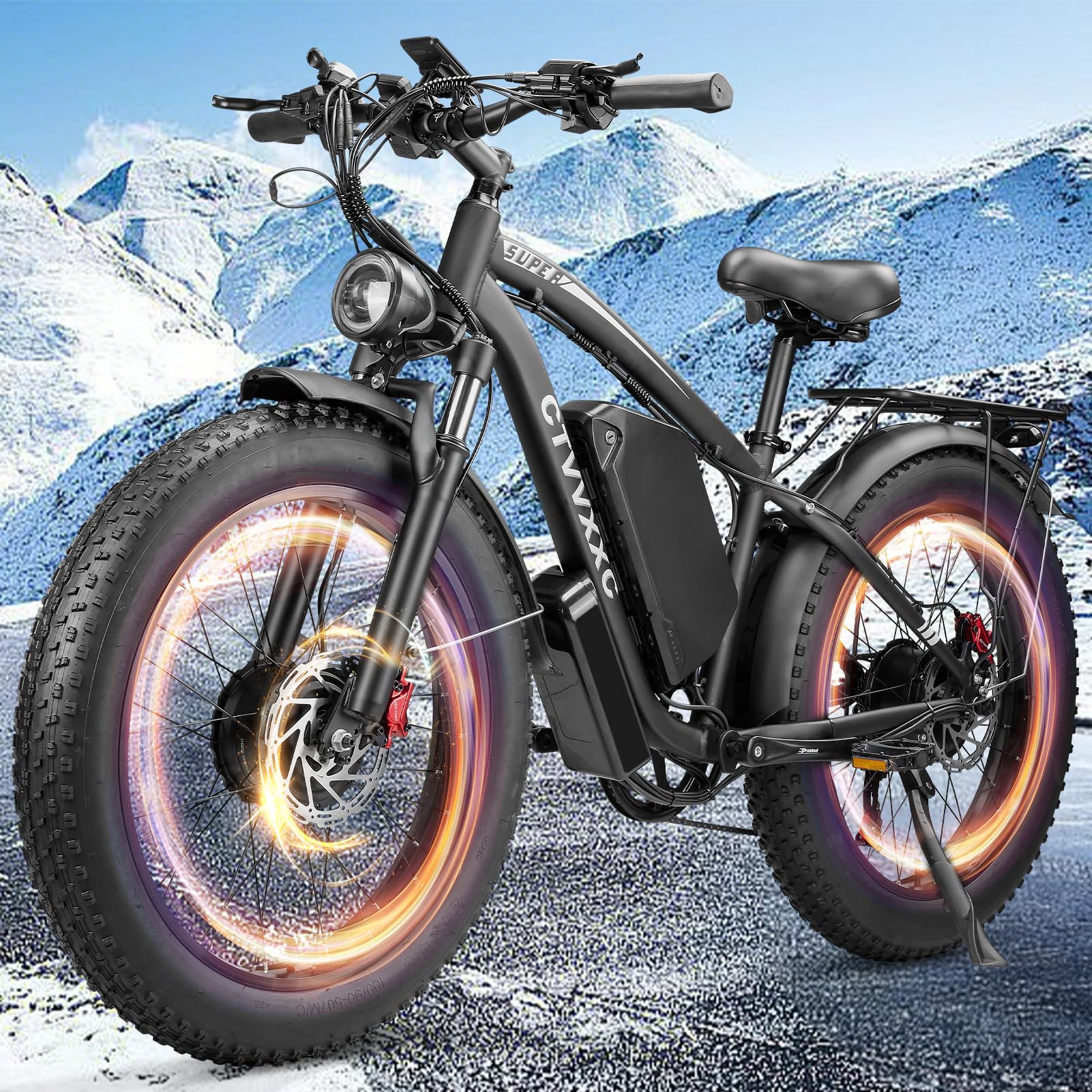 5000W Dual Motor Electric Bike for Adults - 52V 34Ah Fast Ebike with 45 MPH Max Speed for Men,Up to 100 Miles,24" Fat Tire Hydraulic Disc Brake Electric Bicycle,Off-Road Mountain Commuter E-Bike