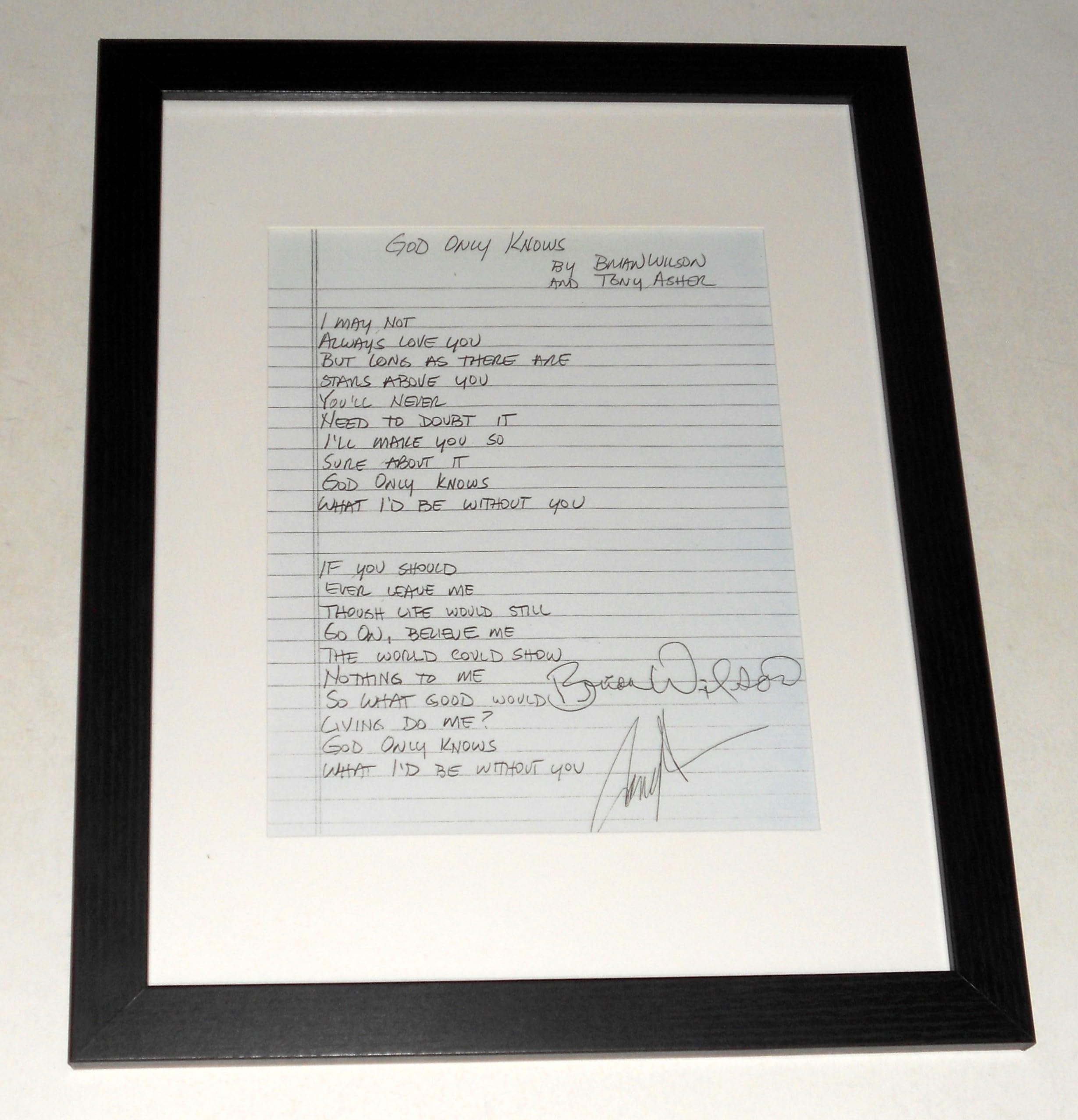 Amazon.com: FRAMED God Only Knows Brian Wilson handwritten Lyrics