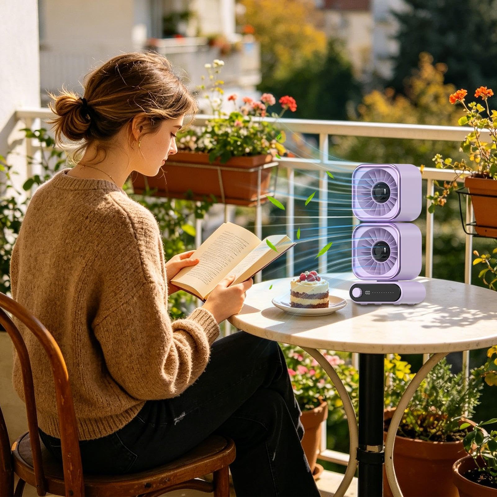 Ventilador de escritorio 100 Velocidades Ajustable Oscilación Automática | Ventilador Mesa Recargable Para Hogar Apartamento Dormitorio Residencia Escuela Oficina Hotel Salón