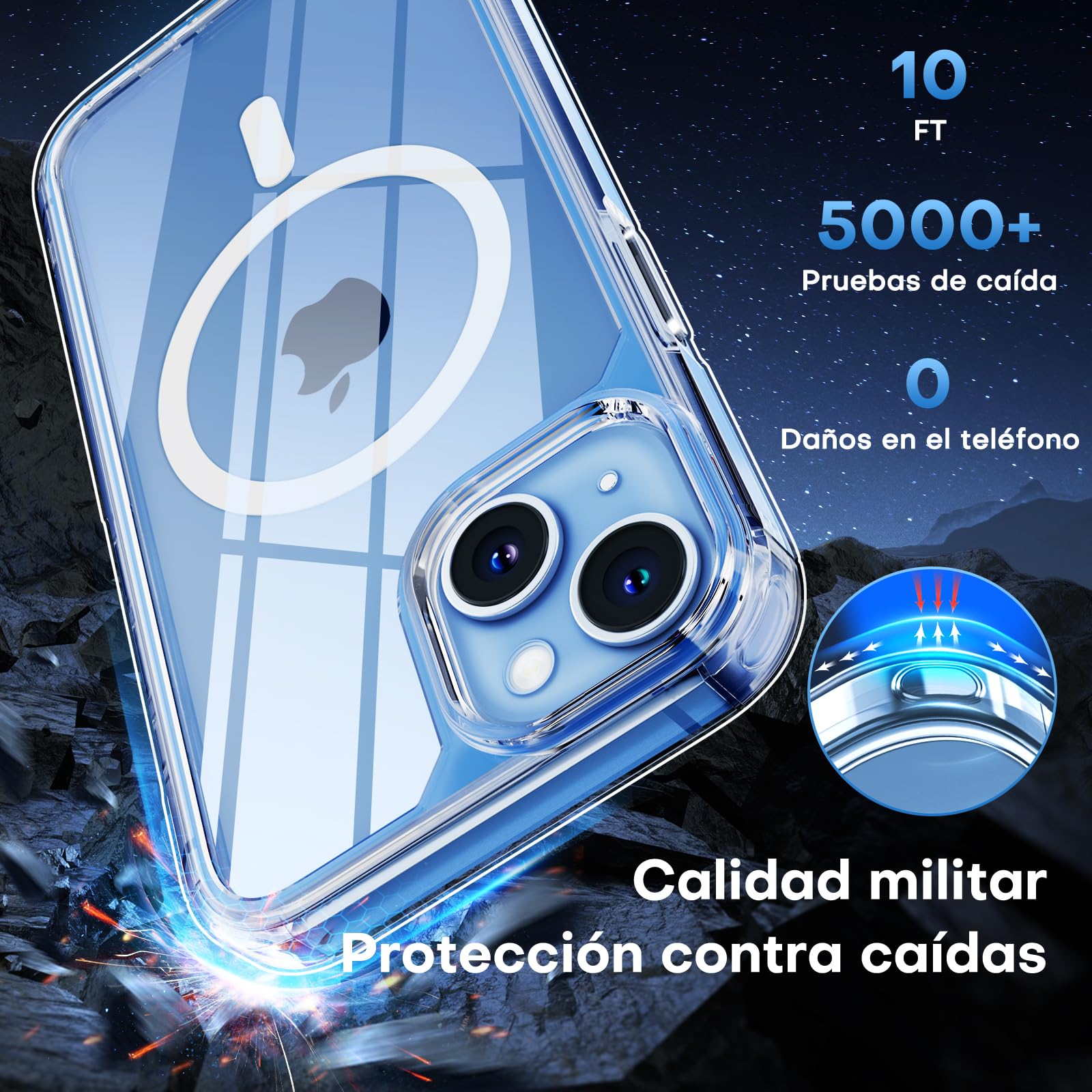 TAURI Funda para iPhone 13/iPhone 14, Compatible con MagSafe [No amarillea] con Vidrio Templado, Carcasa Nueva para iPhone 13/iPhone 14,Funda Ultra Fina antichoque - Transparente - 5