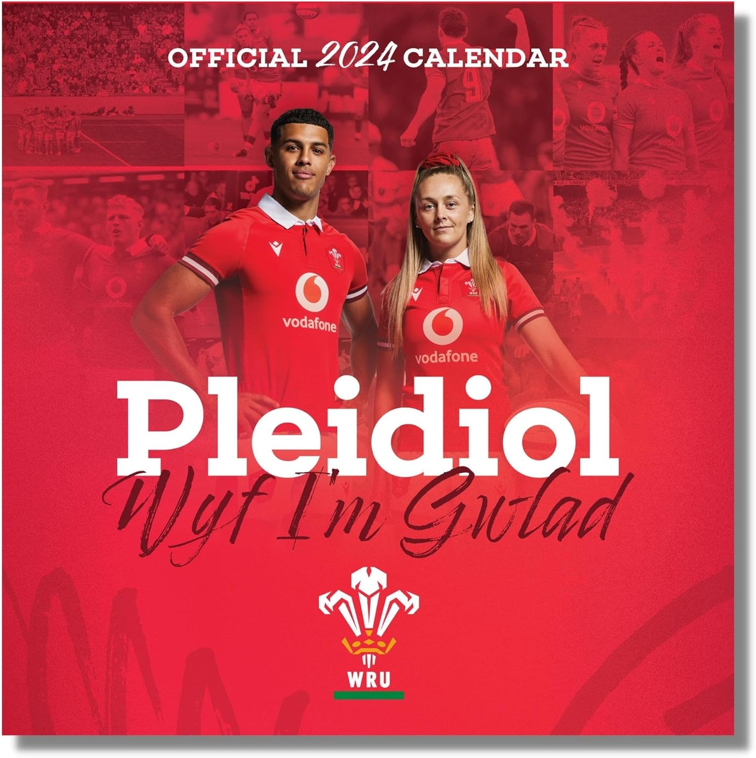 Welsh Rugby Union 2024 Calendar, Month To View Square Wall Calendar, Official Product