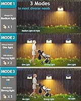 Vista 3 de Luces solares para exteriores, 1 paquete, 140 LED/3 modos de luces con sensor de movimiento, funciona con energía solar, luces solares inalámbricas
