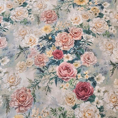 Miniatura 9 de Juego de sábanas de cama floral azul 100% algodón percal tamaño King, diseño vintage chic shabby, con patrón de peonía, ropa de cama suave y