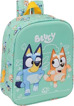 Safta | Round Pencil Case Bluey 18 Pieces, Children's School Pencil Case with Zip and Interior Organizer, Includes 8 Large Markers, 6 Colours, Pencil, Measures 21 x 3.5 cm, School Case, blue, Medium