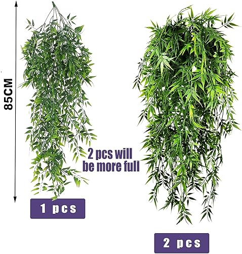 Miniatura 2 de Toprooms Plantas falsas colgantes, 2 piezas de hojas de eucalipto sintéticas, plantas de vid vegetales, plantas de hiedra falsa, decoración de