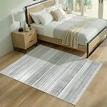 Tapis moderne abstrait premium - Tapis antidérapant résistant aux taches pour salon, chambre, salle à manger, bureau - Gris 5x7