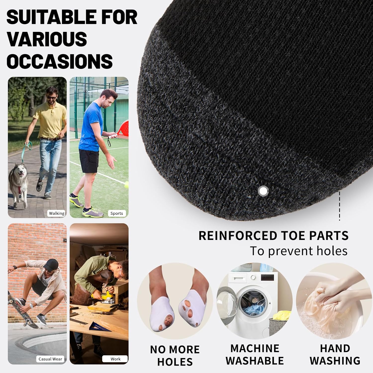 COOPLUS Mens Ankle Socks Cushioned Low Cut Athletic Sports Breathable Casual Socks with Tab (7/12 Pairs) - Image 7