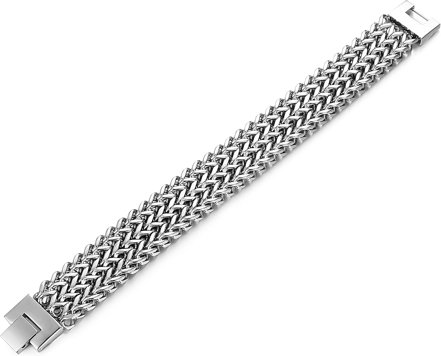 LOYALLOOK Stainless Steel 19MM Cuban Curb Link Chain Men's Bracelets Rock Link Wristband,8.0-9.1 Inches - Image 6