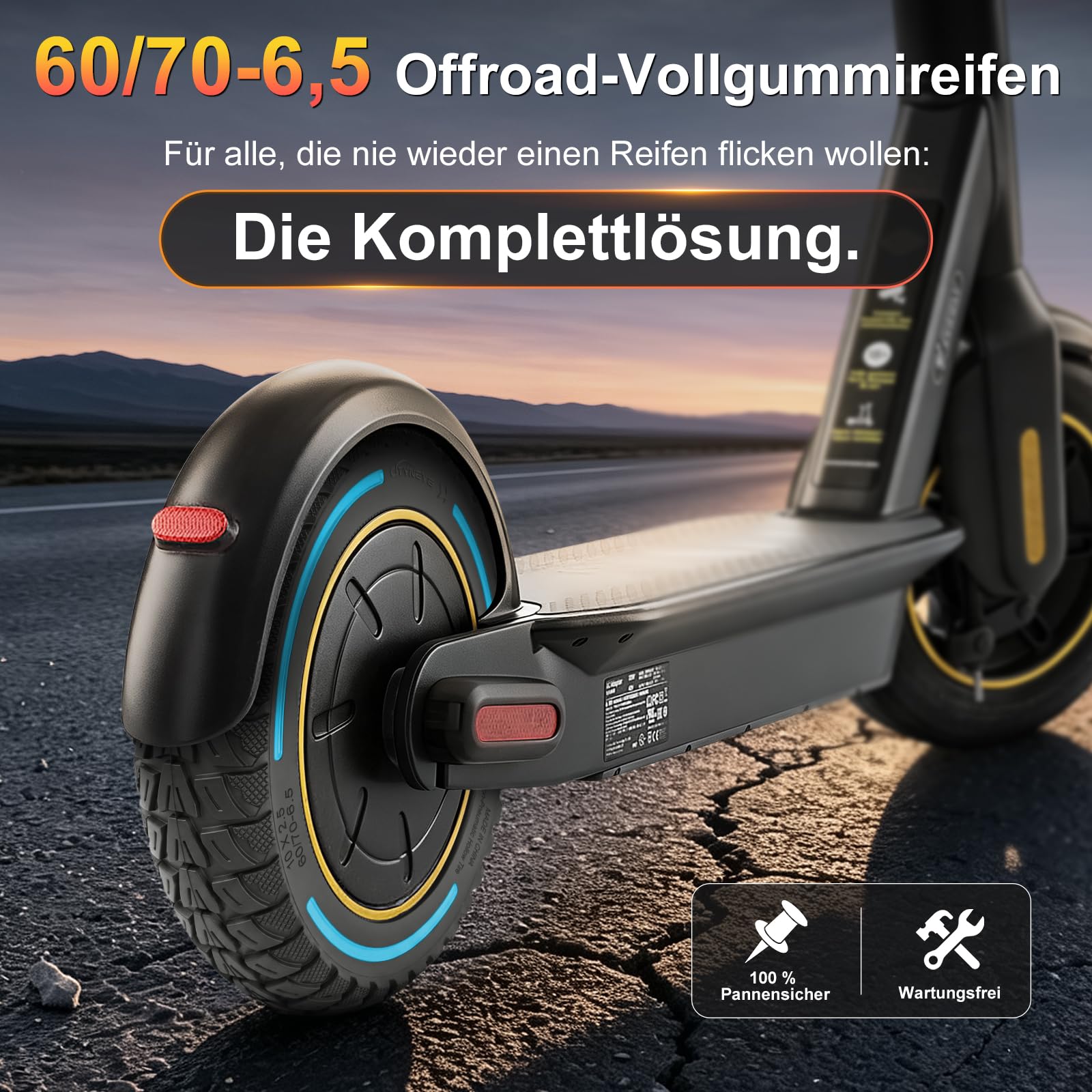 60/70-6,5 Vollgummireifen 10 Zoll Solide Reifen für Xiaomi 5/5 Pro/5 Max,für Ninebot Max G30/Max G30D/Max G30D2 Elektroroller Ersatzreifen Vollreifen Anti-Rutsch Pannensicher