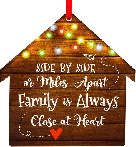 Miniatura 1 de WaaHome Adornos de Navidad familiares 2025, regalos para mamá y mujer, lado a lado o millas separadas, adornos familiares siempre cerca de corazón,