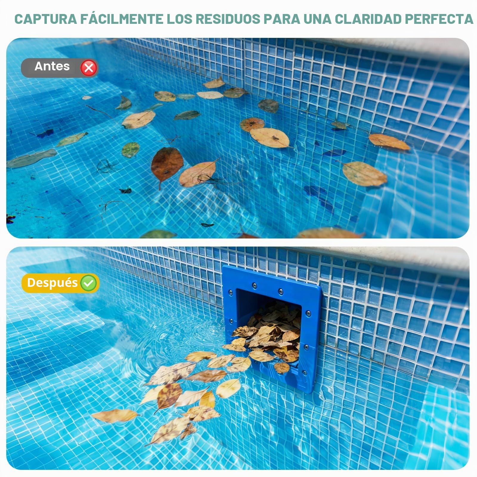 Orealla Kit Skimmer Recolector de Espuma para Piscina – con Gran Cesta, Boca de Entrada y Válvula de Retorno – ABS Azul Resistente para Piscinas Enterradas/Elevadas