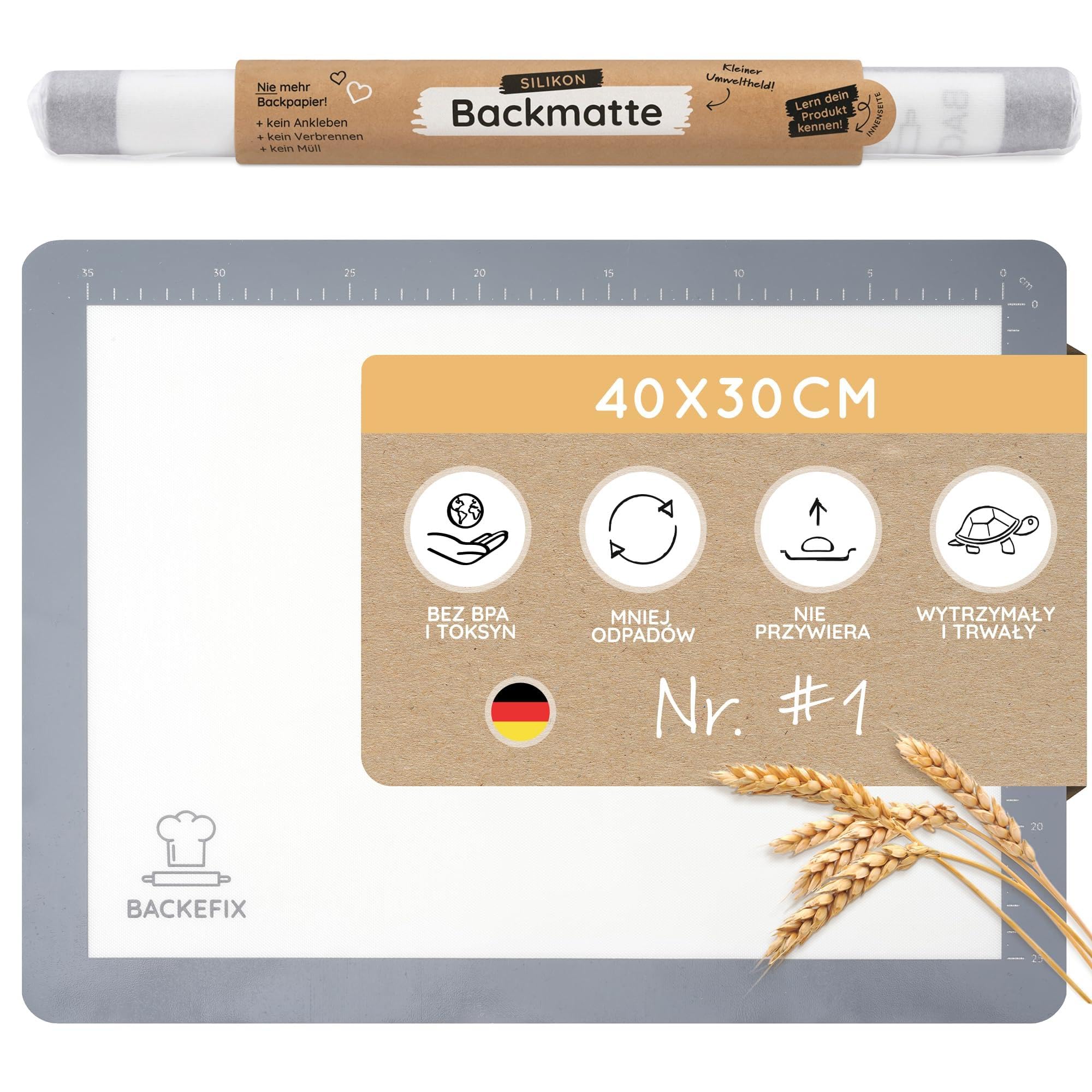BackeFix - Esterilla para Horno, Base Reutilizable de Silicona – Hornear sin Horno y Grasa (40 x 30 cm)