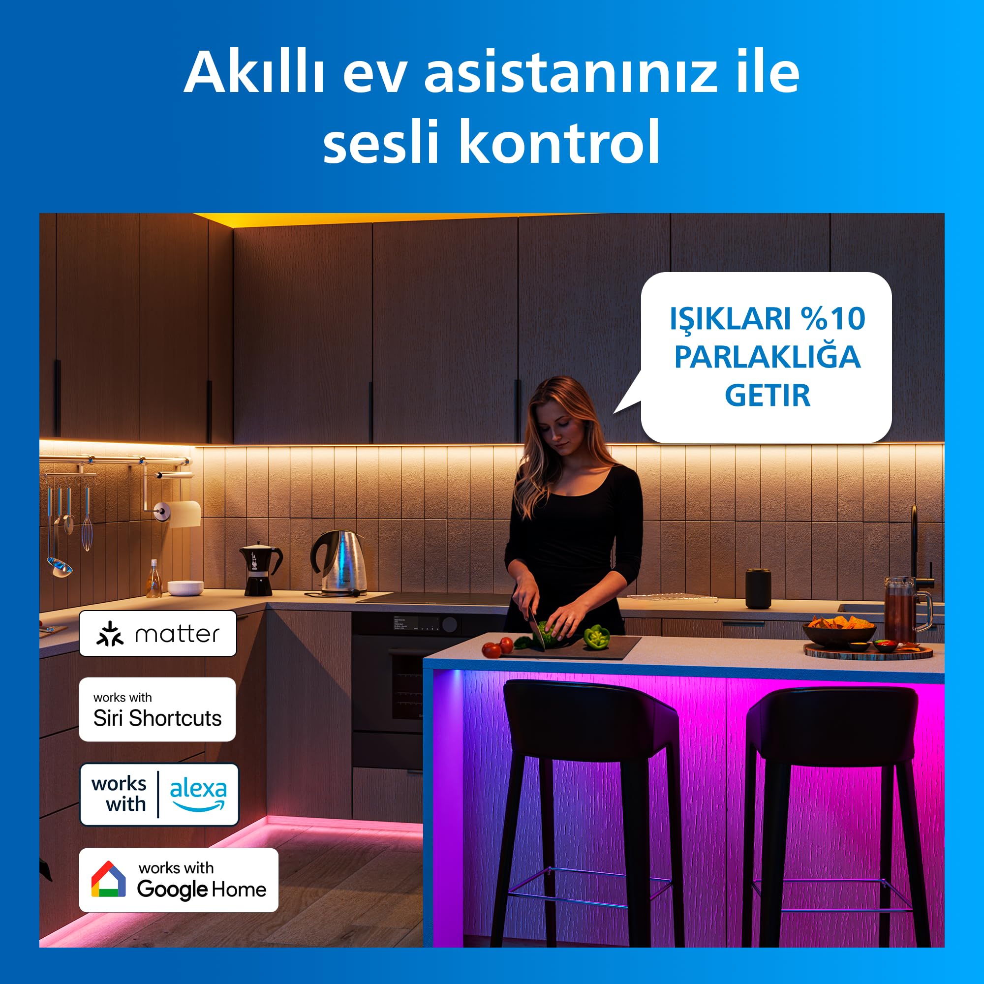 Philips Smart Lighting RGBICWW-LED-Streifen, 5 m, Typ C, Mehrfarbige Farbverläufe, Einstellbares Weißlicht, Ambientes Licht, Connected by WiZ, Alexa, Google Home, Apple Home, 1er-Pack