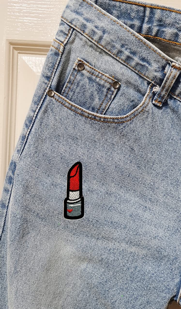 Lipstick Red Embroidered Decorative Patches Sticker Sew on Applique Repairing Costume Clothing T-Shirt Jackets Hats Jeans Backpacks for Men Women Boys Girls