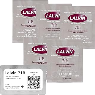 Lalvin 71B Weinhefe (5 Pack) - Hefe für Met - Machen Sie Wein Met Apfelwein Kombucha zu Hause - 5 g Beutel - Saccharomyces...