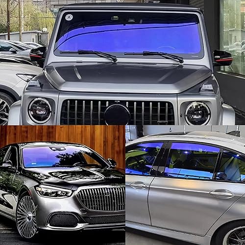 XhuangTech Rollo de película solar tintada para ventana delantera, resistente a los arañazos, 60% VLT (azul claro, 39.37 x 59.05 pulgadas)