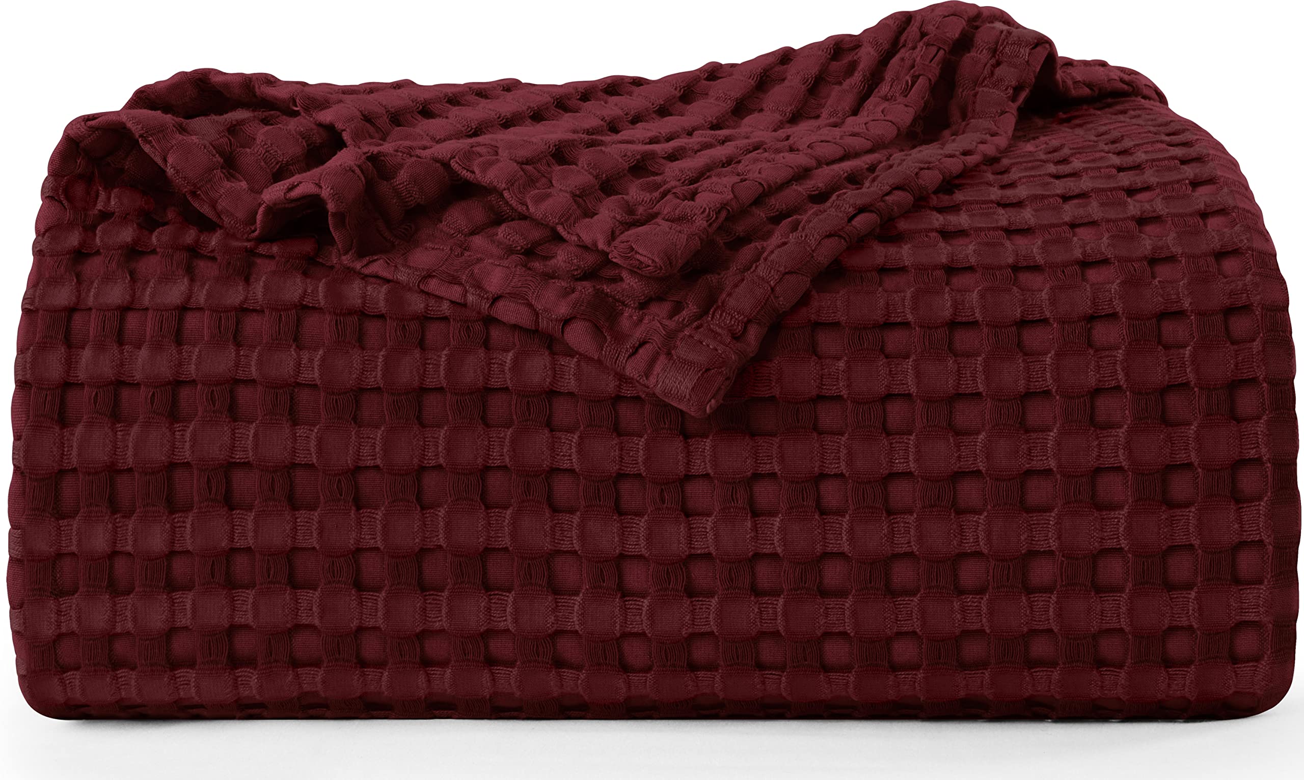 Utopia Bedding Cotton Waffle Blanket 300 GSM (Burgundy - 90x108 Inches) Soft Lightweight Breathable Bed Blanket King Size Layering Any Bed for All Season