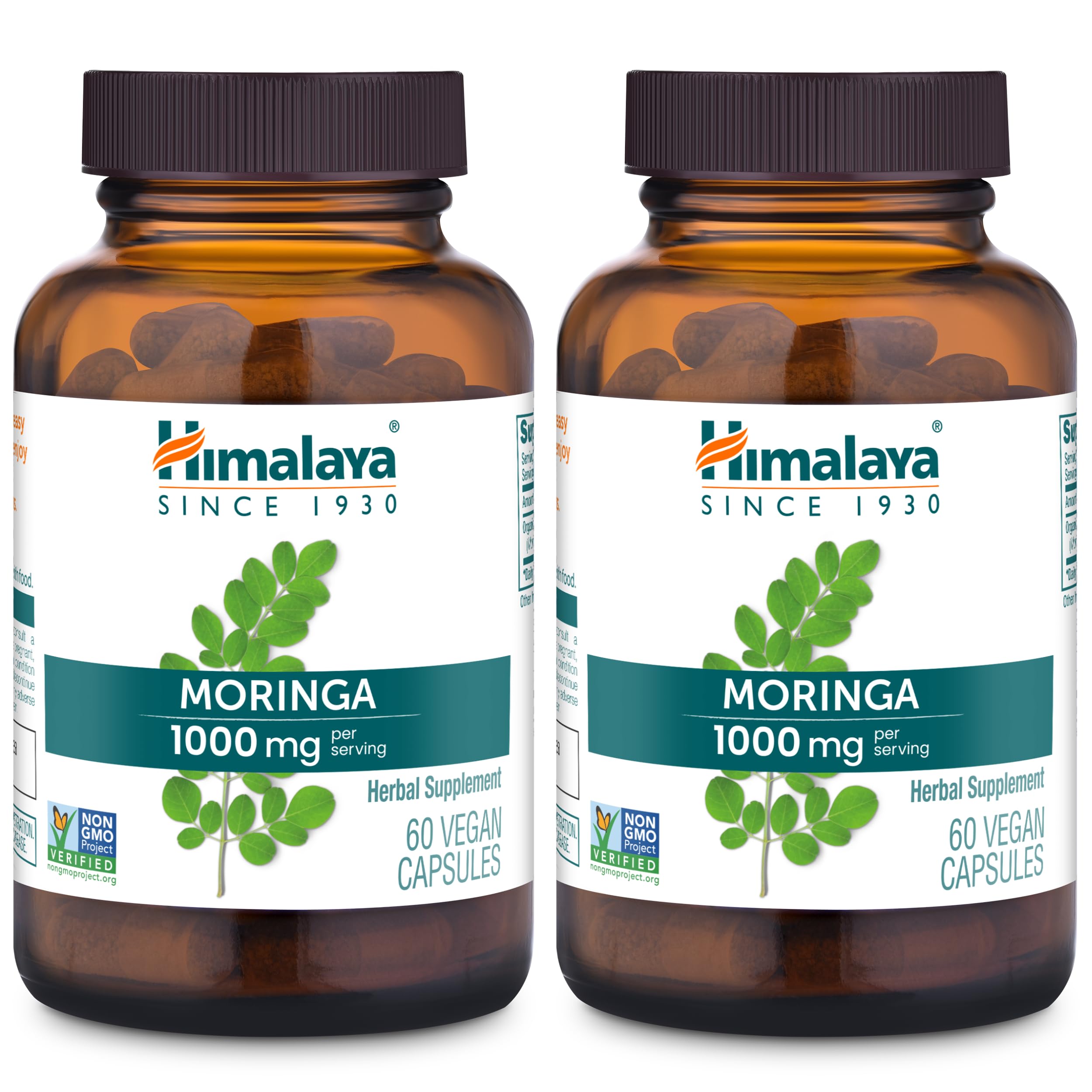 Himalaya Organic Moringa Capsules, Herbal Super Food, 1000 mg, 2 Pack 60 Count (Pack of 2)