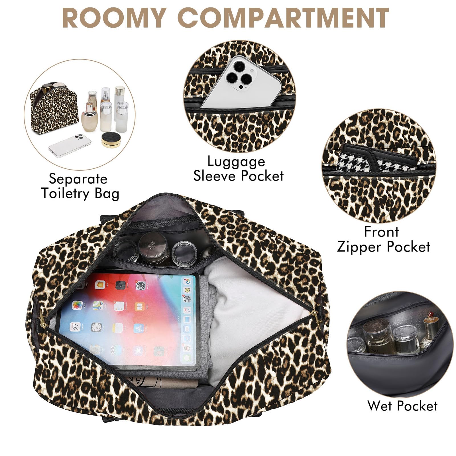 Travel Duffle Bag Weekender for Women - Carry-On Overnight Personal Item Bag with Shoe Compartment & Wet Pocket Large Weekend Tote Bags with Toiletry Hospital Bags for Labor and Delivery view 4