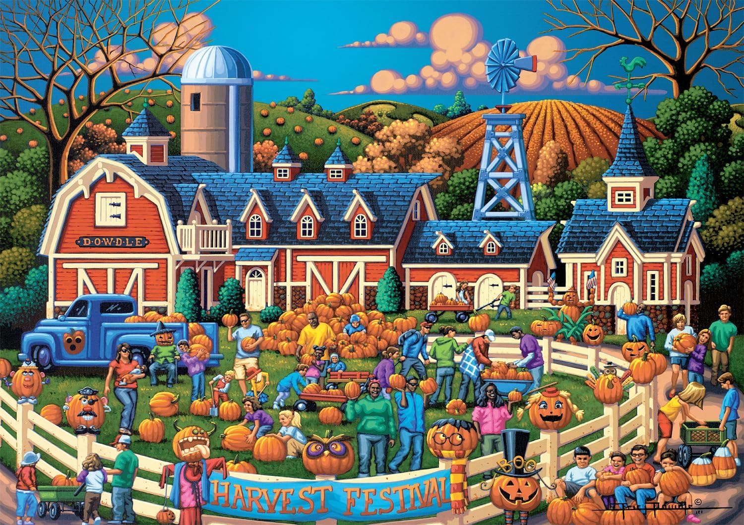 Buffalo Games – Dowdle - Harvest Festival - 300 Piece Fall Jigsaw Puzzle - Festive Puzzle for Adults – Precision-Cut Pieces, Autumn Artwork and Hours of Fun - Finished Size 21.25 x 15