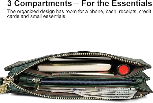 Vista 3 de befen Clutch de Muñeca de Cuero Genuino para Mujeres Ultra-Delgado Portador de Tarjetas de Crédito para Damas Cartera Monedero con Protección RFID