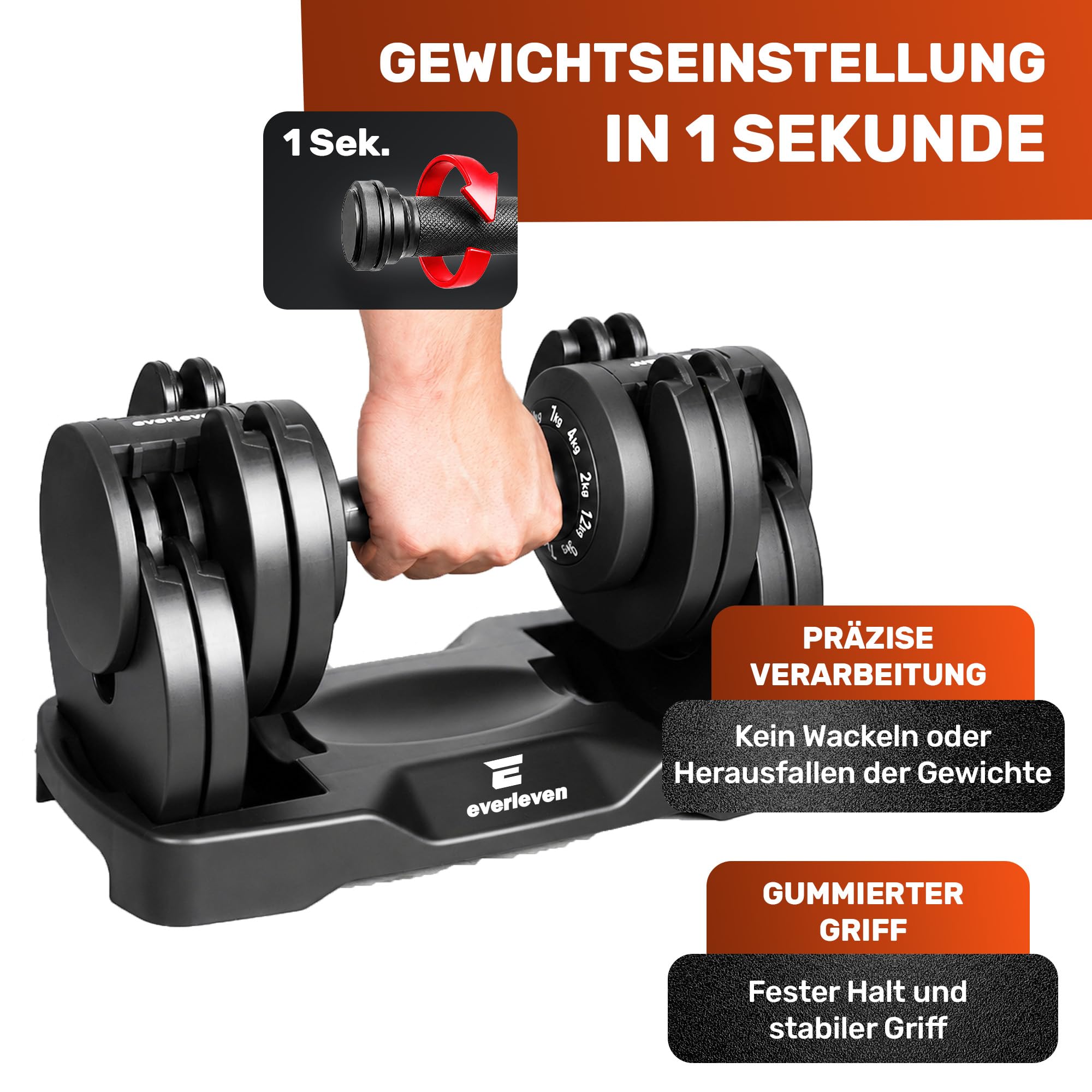 Zestaw Hantli Regulowanych | 12kg |18kg | 24kg | 40kg | 15 Poziomów Obciążenia | Pojedyncza Hantla | Regulowana Hantelka | nastawne i oszczędzające miejsce [FIX LOCK] Ciężary do Domowej Siłowni Trenin