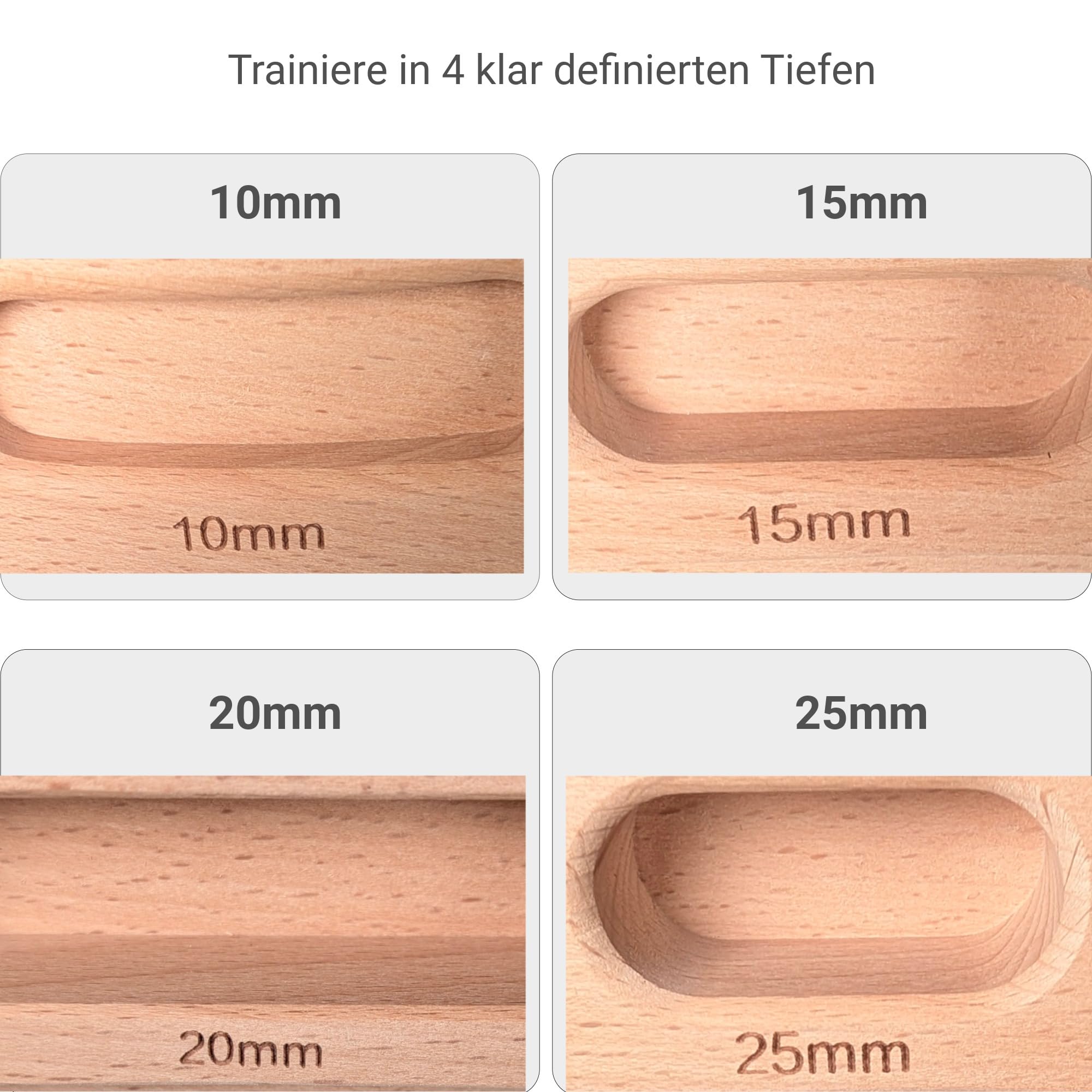 Kletterboard aus Holz - Eierlegende Wollmilchsau - Multi Hangboard mit Sticks und Sloper - Grifftiefen 10-25 mm
