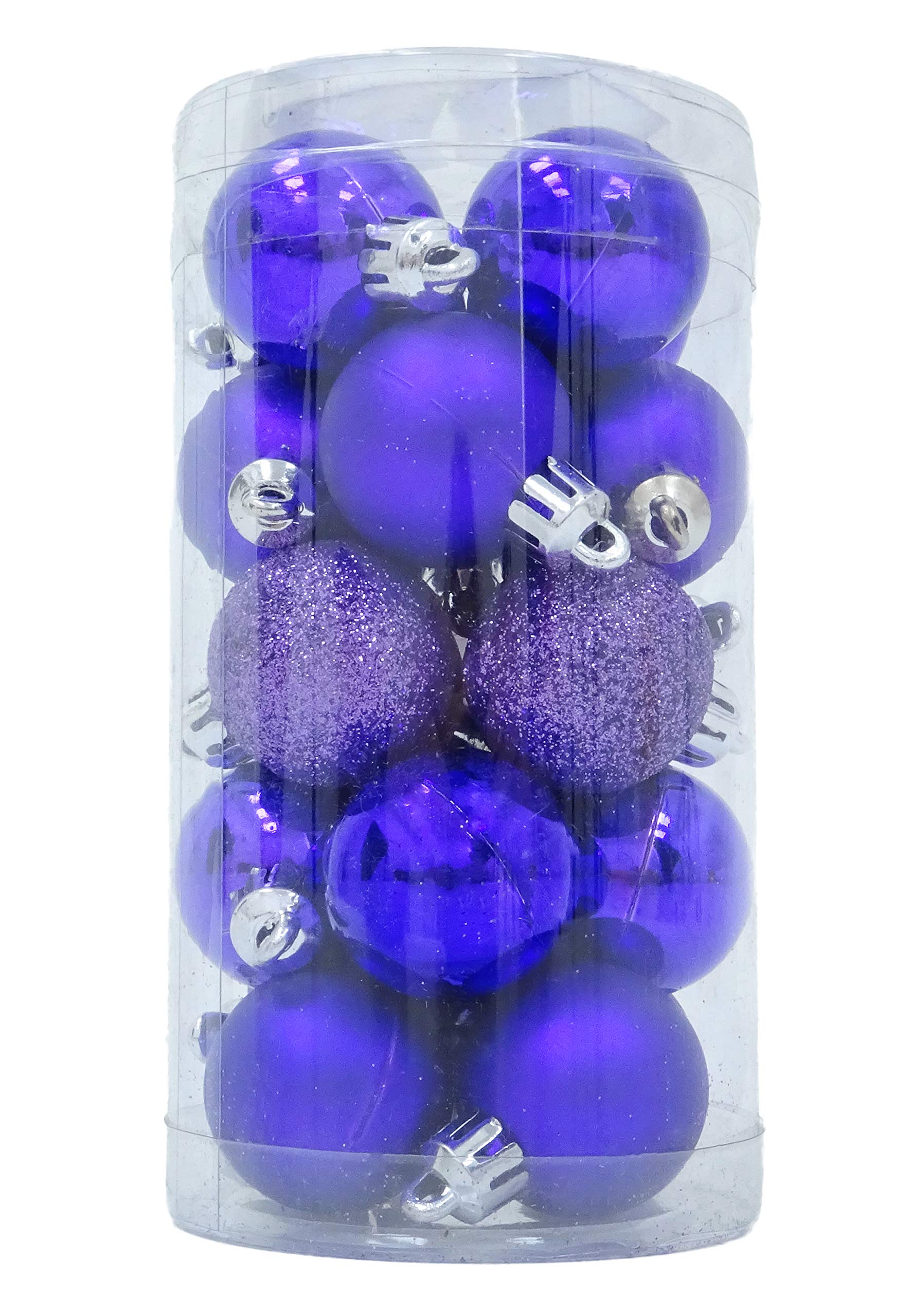 Christmas Concepts Purple Christmas Concepts® Pack Of 20-30Mm (1.2") Baubles - Shiny Matte & Glitter Mini Baubles - Christmas Tree Baubles (Purple)
