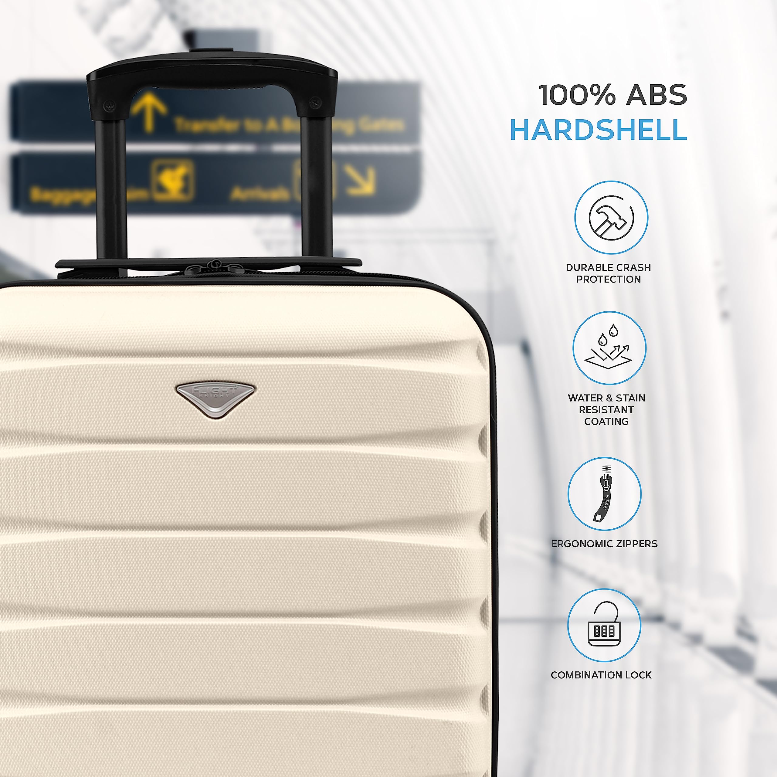 Flight Knight EasyJet Cabin Bag 45x36x20, Underseat, Lightweight Small Durable 4 Wheel Cabin Suitcase, Maximum Carry-On Size, ABS Hard Shell, 10kg Hand Luggage Bag- 45 x 36 x 20 cm Travel Bag