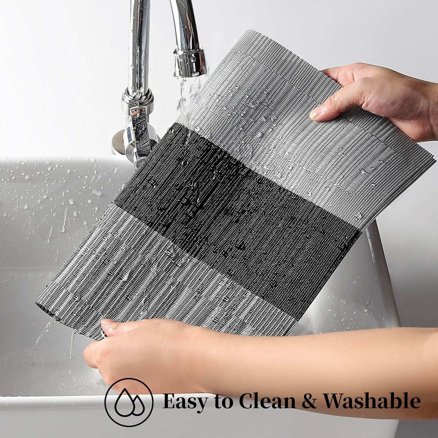 GKN Washable PVC Heat Resistant Colorful Table Place Mats for Kitchen Dining Table Mates Washable Heat-Resistant for Dining Table (Gray, Pack of 6) — Amazon image 7