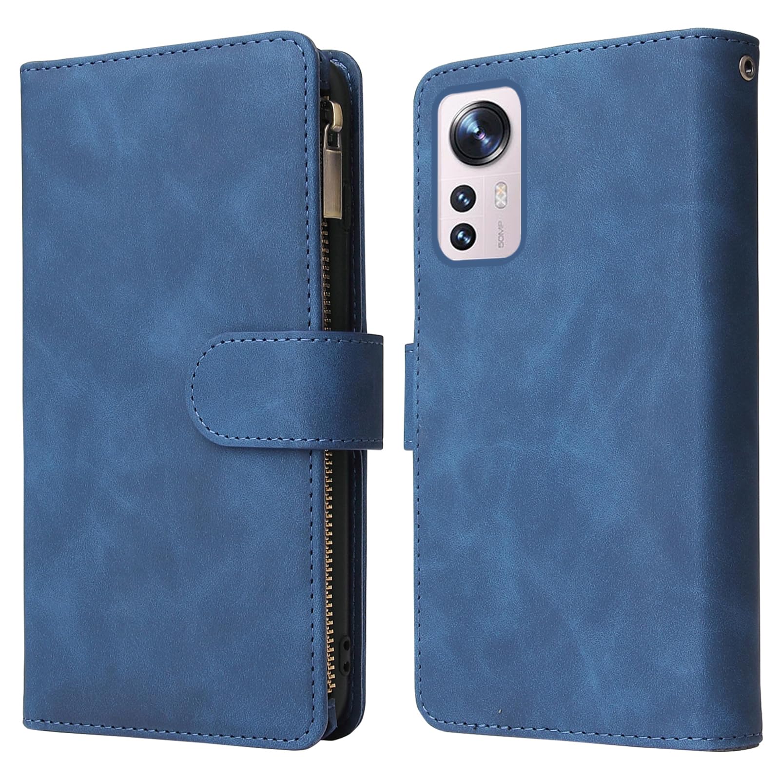 Asuwish Compatibile con Xiaomi 12/12S/12X 5G Custodia a portafoglio e protezione dello schermo in vetro temperato Custodia a portafoglio in pelle con supporto per carte di credito accessori per