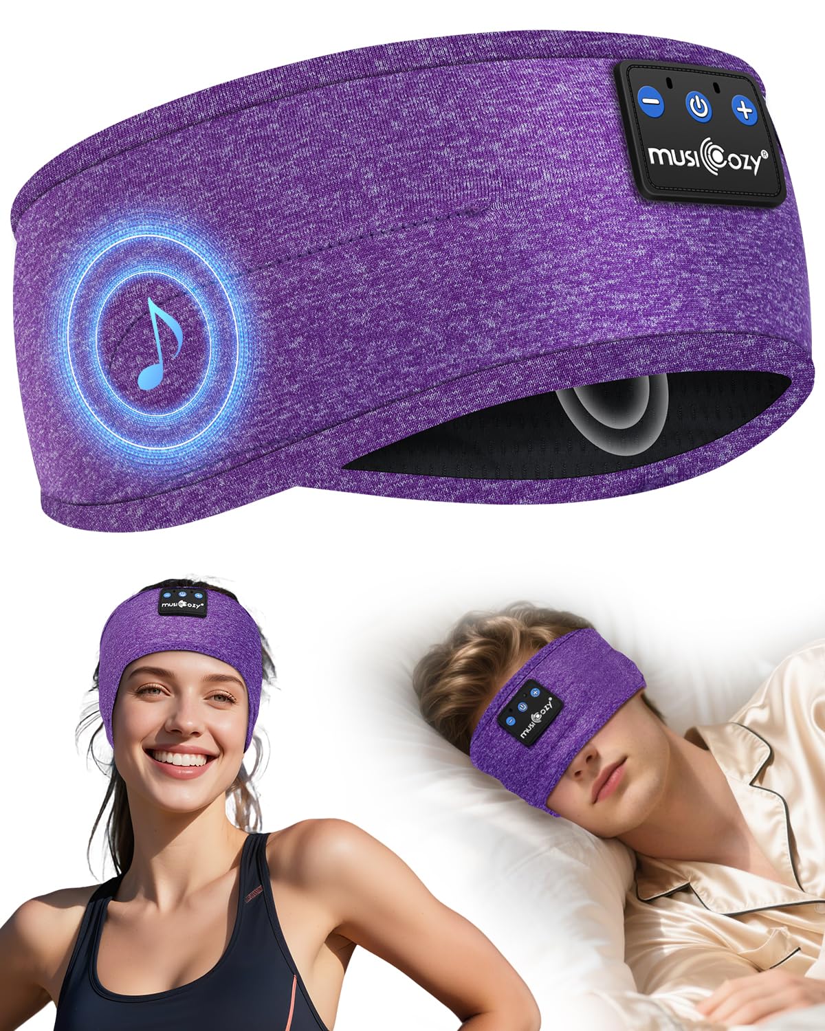 MUSICOZY Schlaf-Kopfhörer, bequeme Kopfband-Kopfhörer für Seitenschläfer – Bluetooth 5.4 kabellose Kopfhörer mit ultradünnen Lautsprechern zum Schlafen, Sport, Reisen, Augenmasken-Design für tiefen
