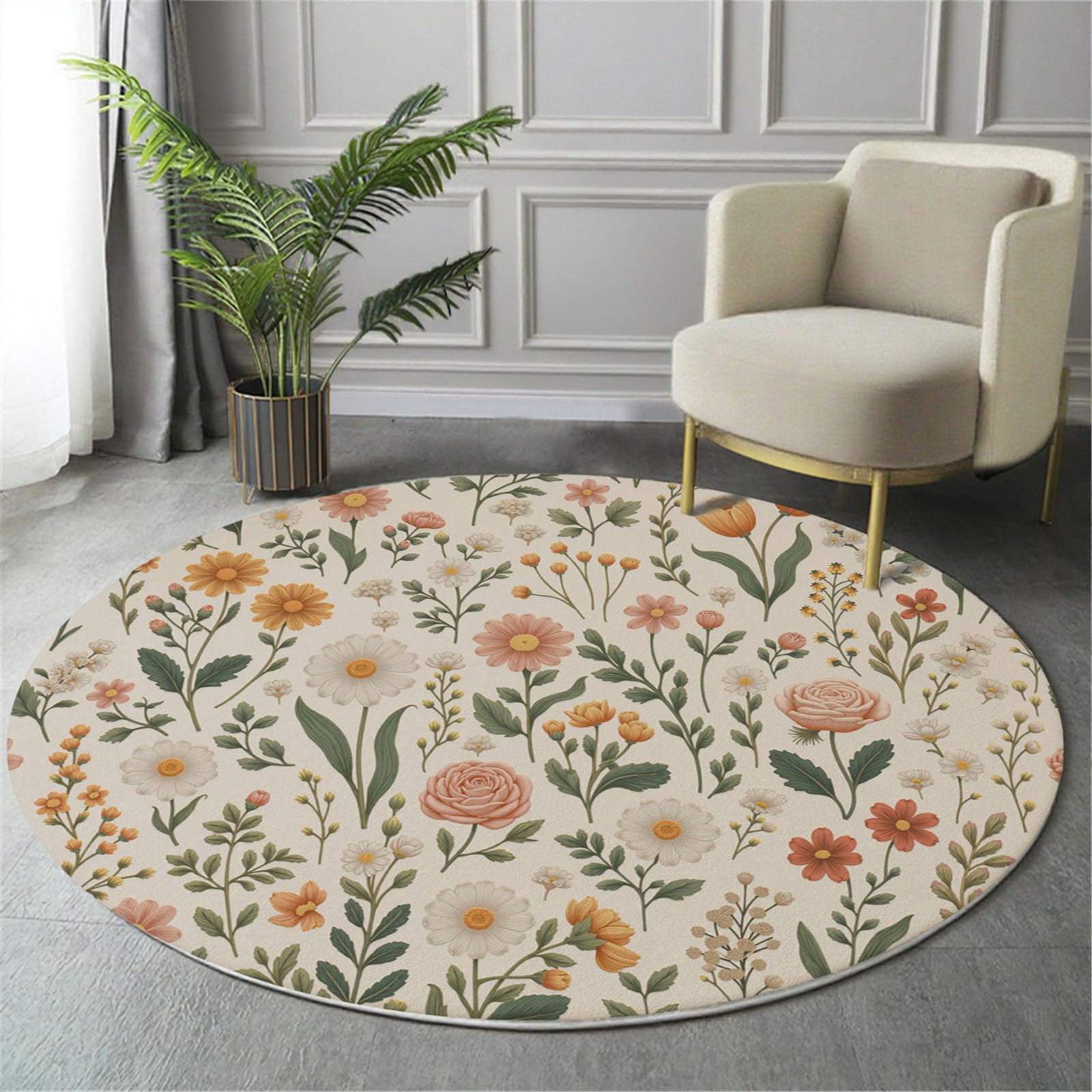 Tapis beige 120 cm lavable pour éviter les glissades d'enfants