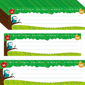 40 PCS Desk Name Tags, Erasable, Reusable & Waterproof Desk Nameplates with Alphabet, Number Line 1-30 Traditional Manuscript Name Plate for Classroom School Student 12 x 3.5