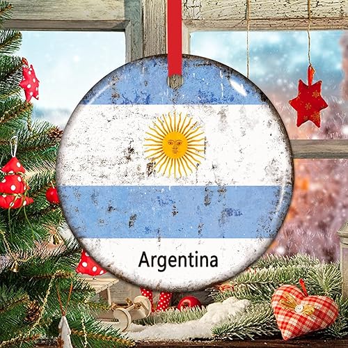 Miniatura 5 de WoGuangis Adorno de Navidad  Adorno de Argentina  Recuerdo de Navidad Decoración de cerámica Bandera de Argentina Adorno de Navidad Recuerdo de