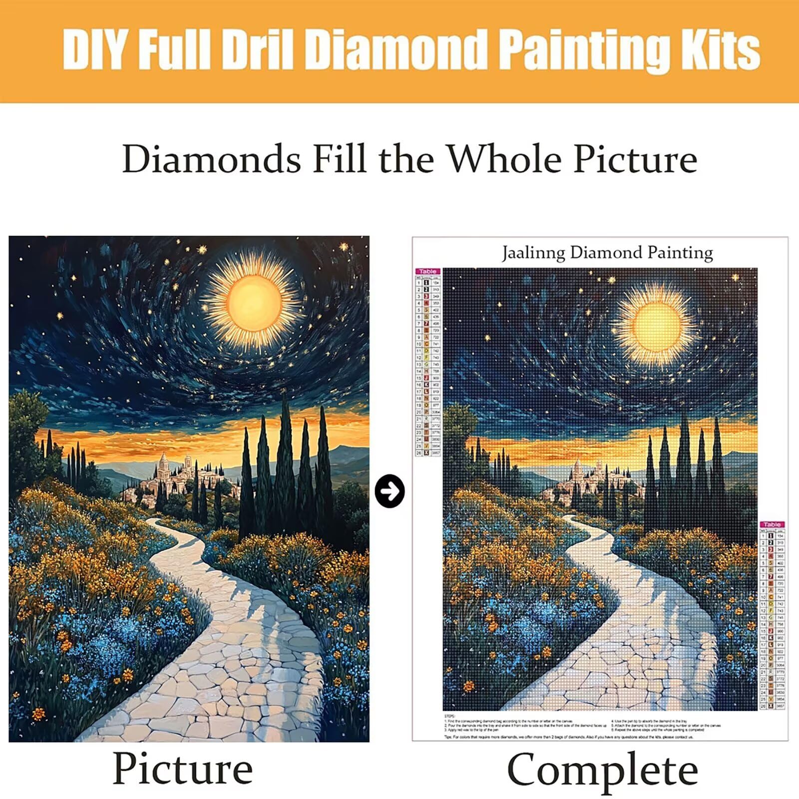 Diamond Painting Kit Completo, Diamond Painting Paesaggio, 5D Pittura Diamante Kit Manualidades Adultos DIY Diamantini Crystal Art Disegni Ricamo Punto Croce Artigianale, 90x120cm Piccola Città j0-585