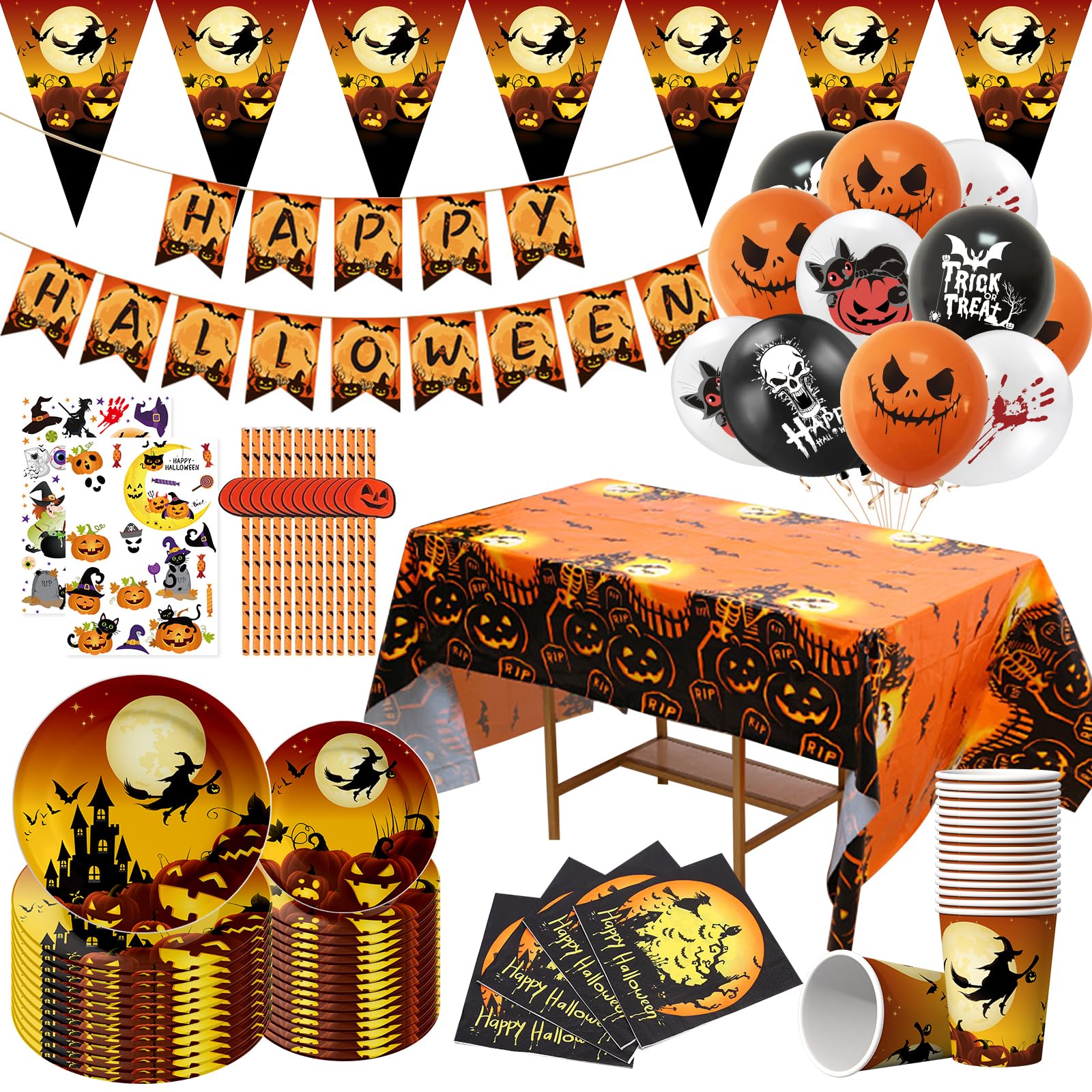 Roszwtit Set 2 Tappetini Da Cucina Per Halloween - Stampa Streghe, Antiscivolo, Lavabili, 43x73 E 43x119 Cm - 2