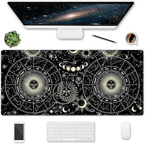 Alfombrilla de mouse extendida para juegos, 35.5 x 15.75 pulgadas, antideslizante, de gran tamaño, con bordes cosidos, impermeable, protector de