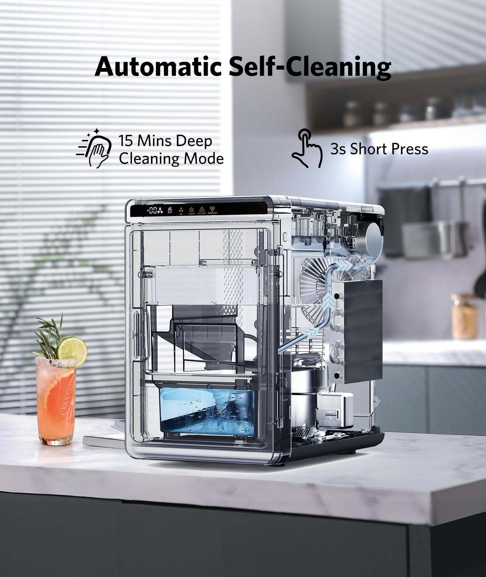 Electactic 9 Cubes Ready in 6-8 Mins Countertop Ice Maker, 26.5Lbs per Day Stainless Steel Portable Ice Maker, Ice Maker Machine with Carry Handle, for Home/Kitchen/Camping/RV (Silver) on Fridge.com