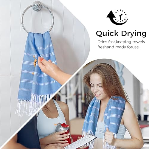 Vista 81 de cabanana Toallas de mano para baño, paquete de 2, 20 x 30 pulgadas, 100% algodón, toallas de mano turcas, superabsorbentes y de secado rápido