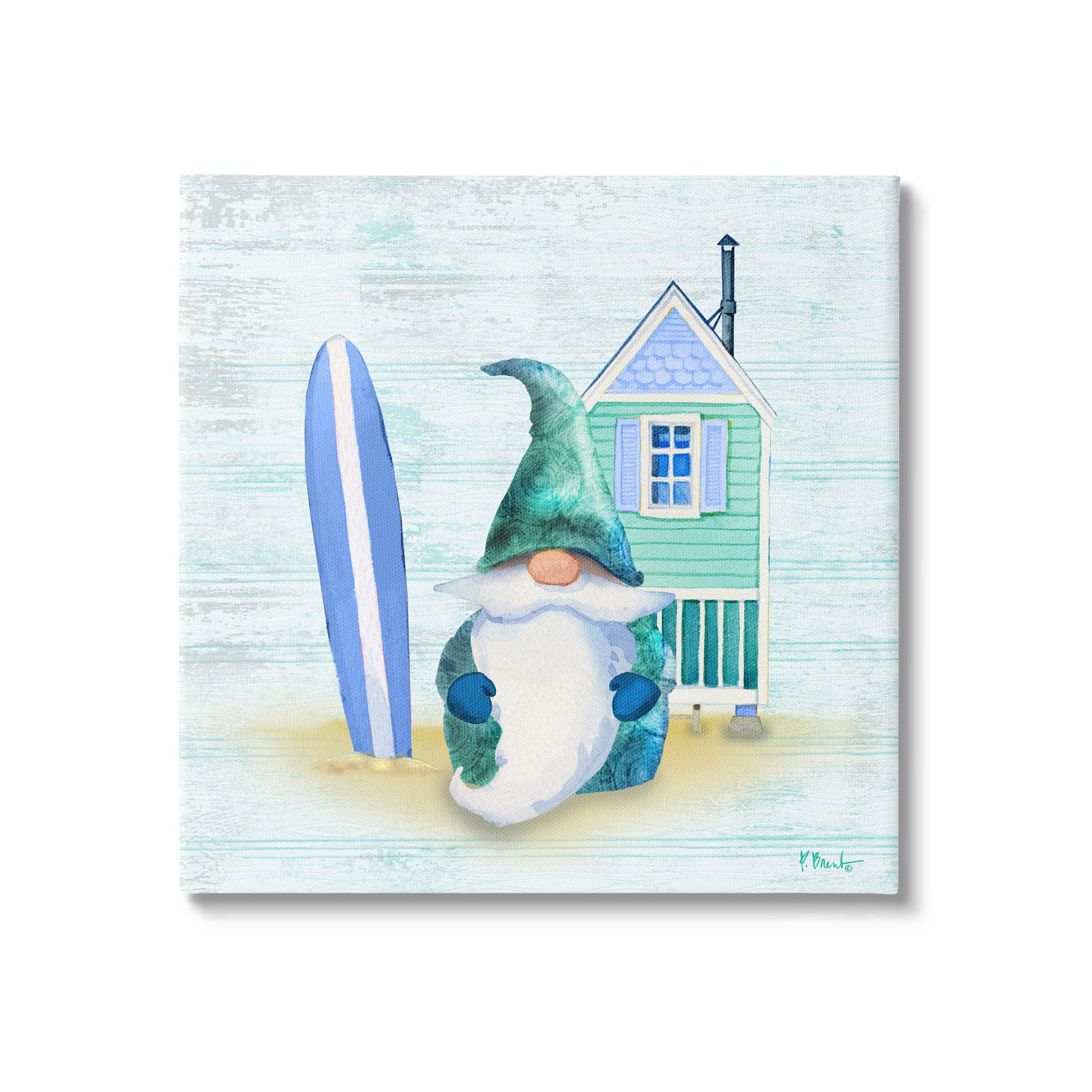Stupell Industries Summer Cottage Gnome Beach Canvas Wall Art, Design by Paul Brent
