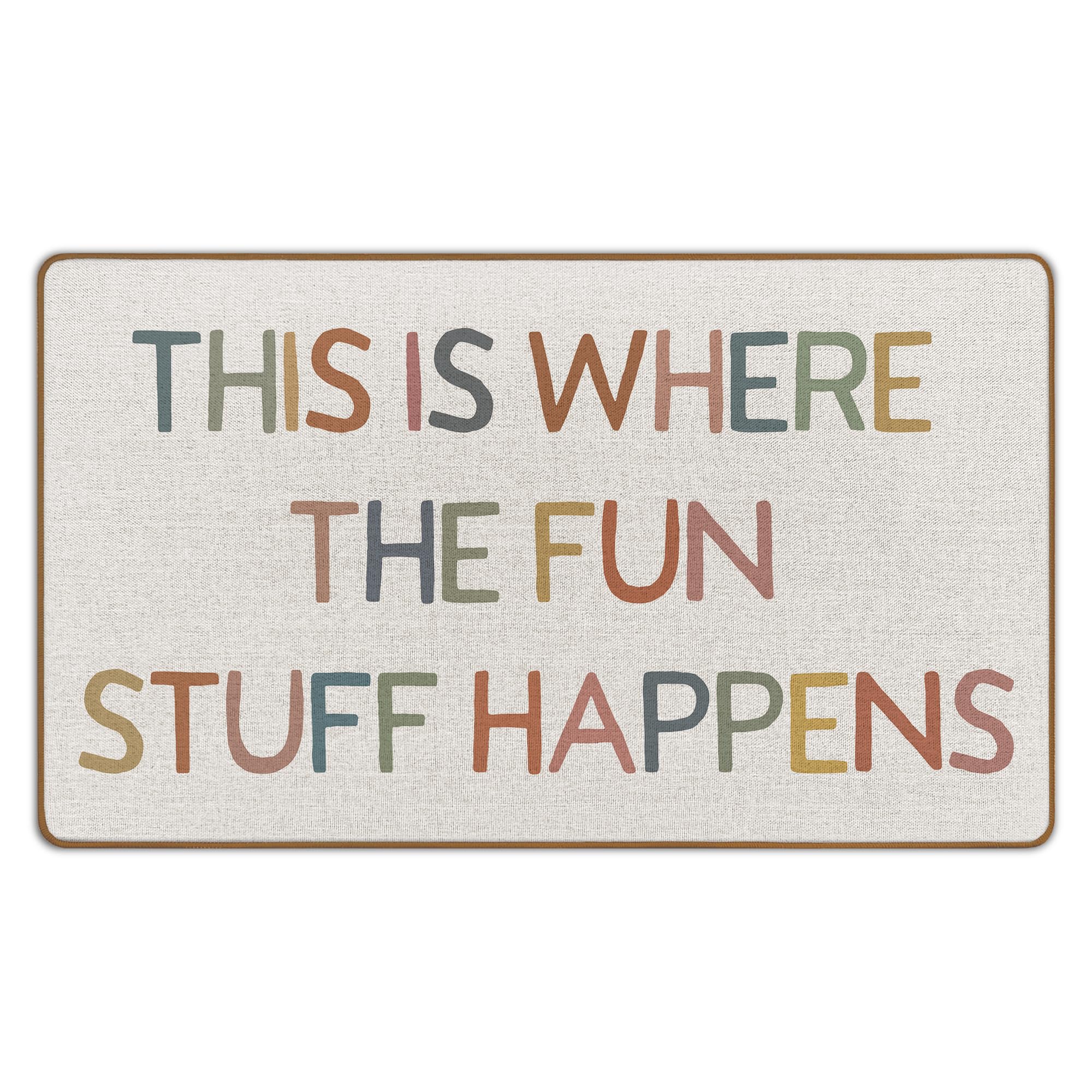 WTOGQ Classroom Playroom Door Mat, Funny Boho Classroom Welcome Mat Front DoorMats Indoor Outside Entrance for Nursery Kids Room, This Is Where The