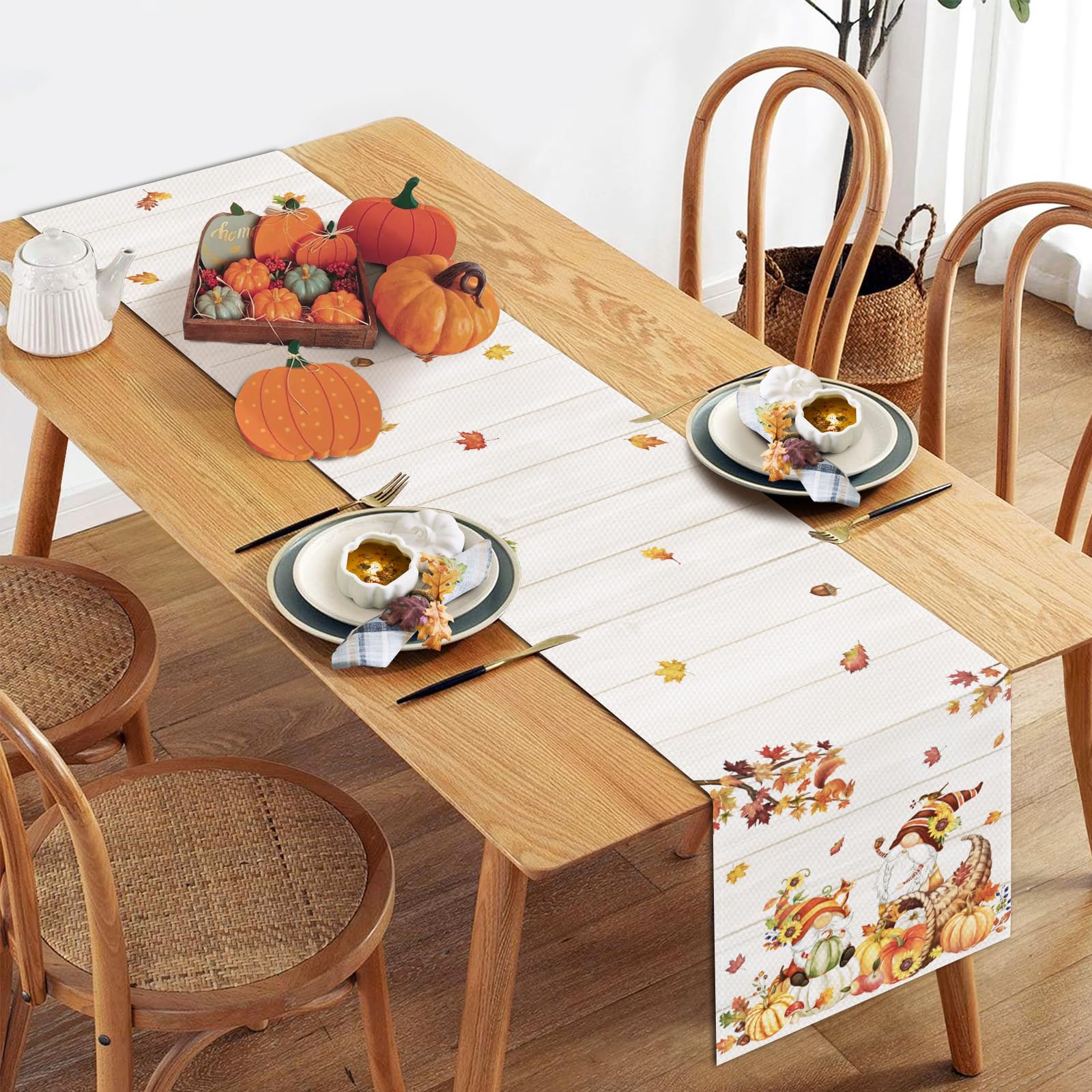Sungeek Chemin de Table Noël en Lin, Chemin Table sur Le Thème de Noël Vacances de La Ferme Décoration de Table à Manger de Cuisine, 30 x 180cm (Merry