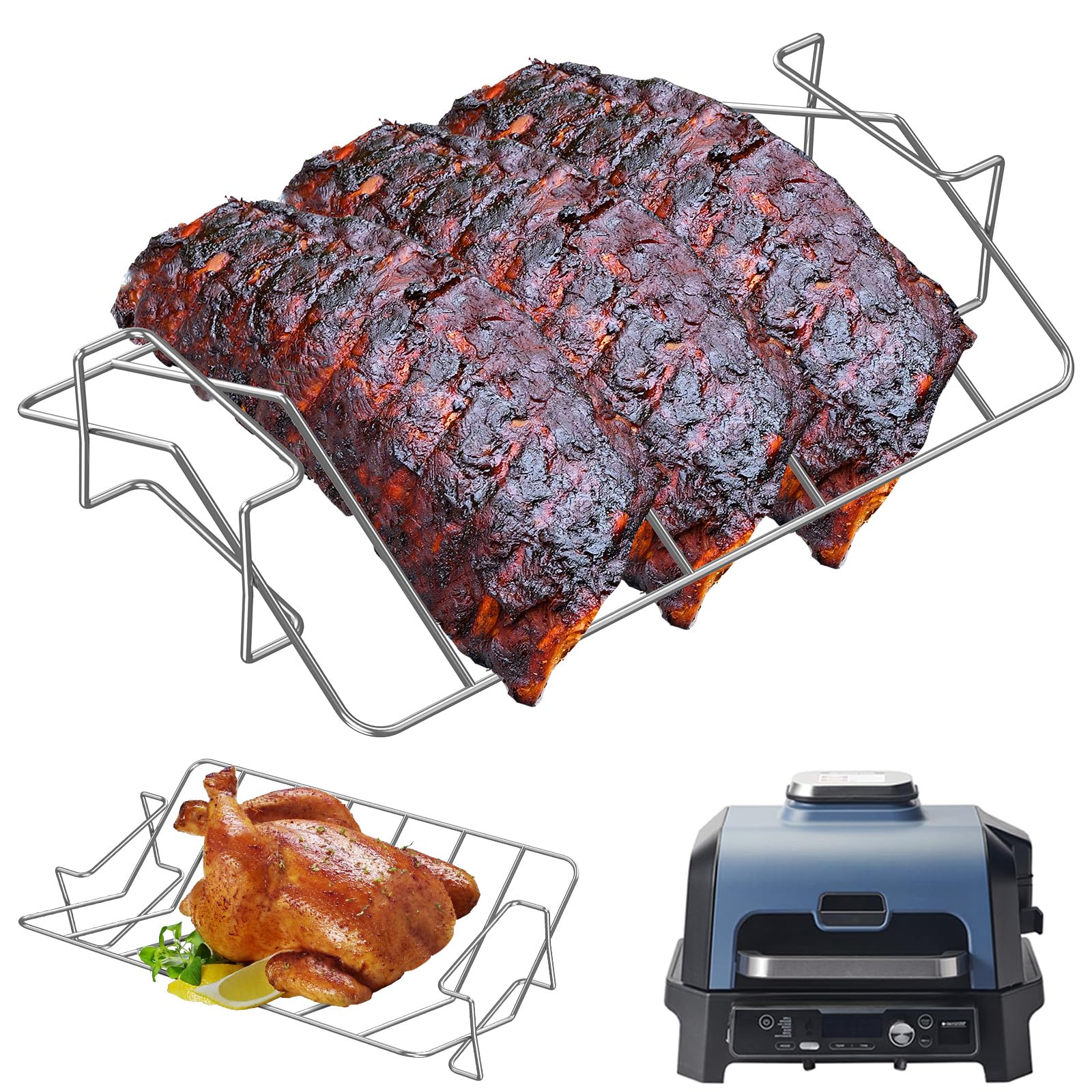 Amazon.com : Omnikit Rib Racks for Grilling and Smoking - Stainless ...